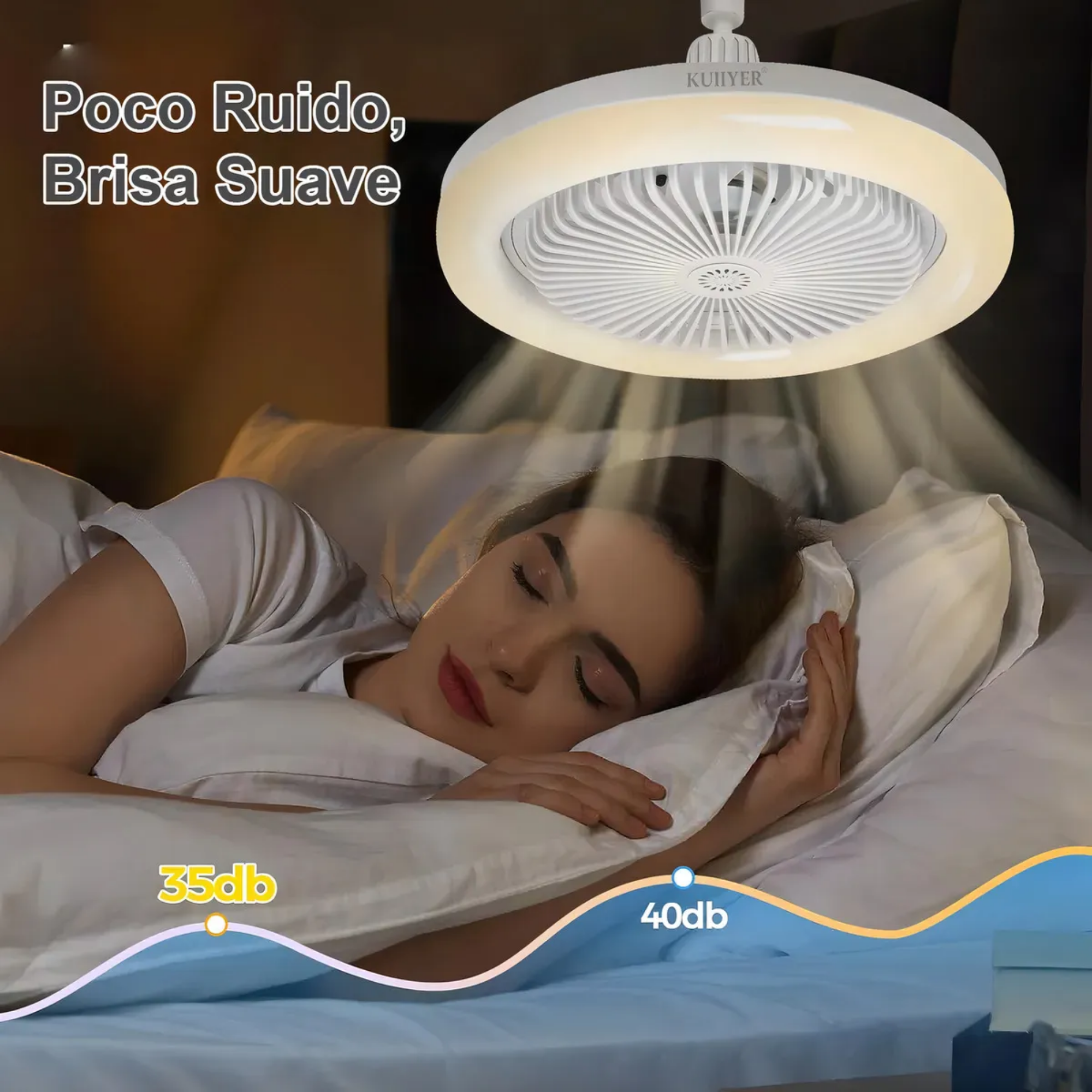 Lámpara Ventilador con Luz y Control — 2 en 1 para Recámara y Sala