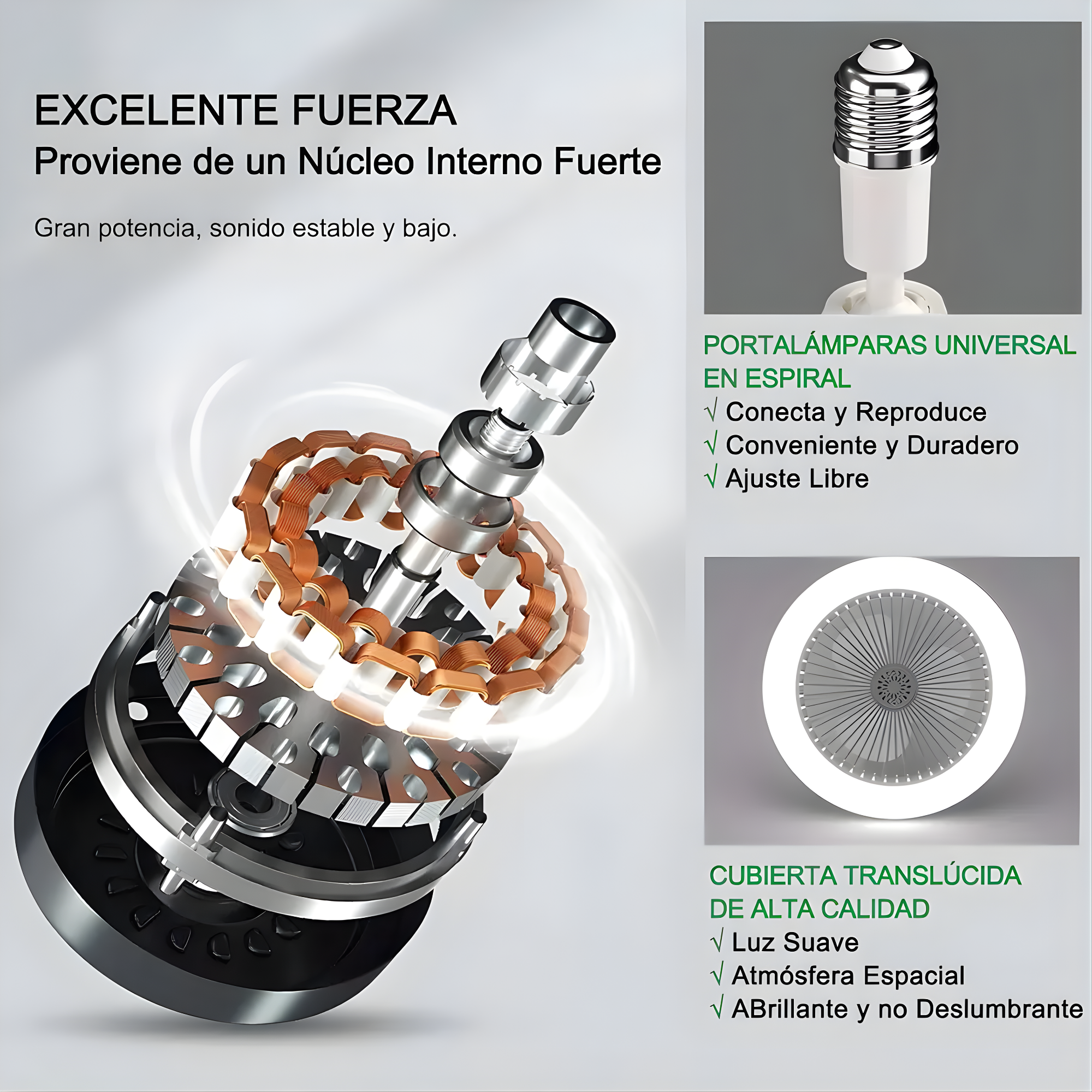 Lámpara Ventilador con Luz y Control — 2 en 1 para Recámara y Sala