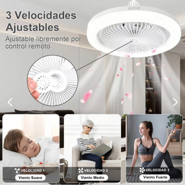 3 velocidades ajustables por control remoto