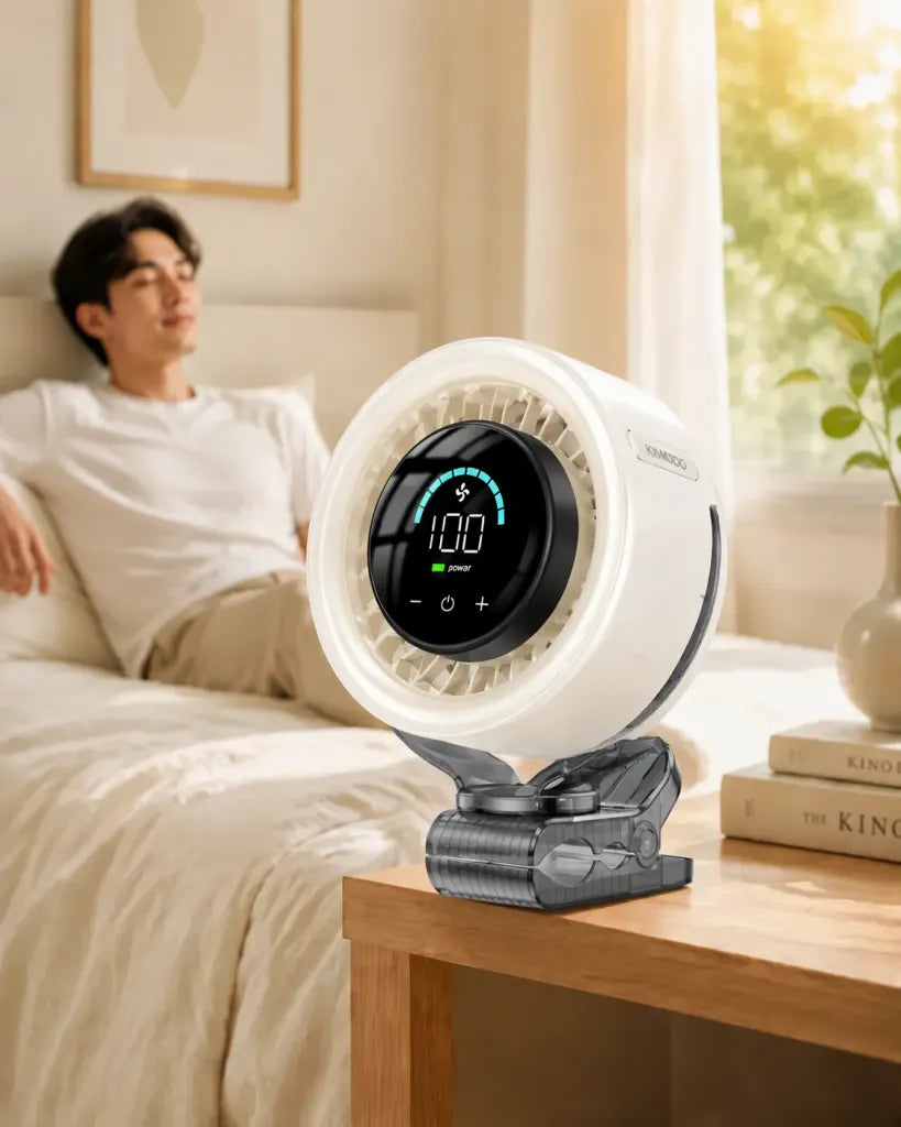 Ventilador de Clip Recargable 4000mAh — 100 Velocidades, Pantalla LED y Rotación 360°