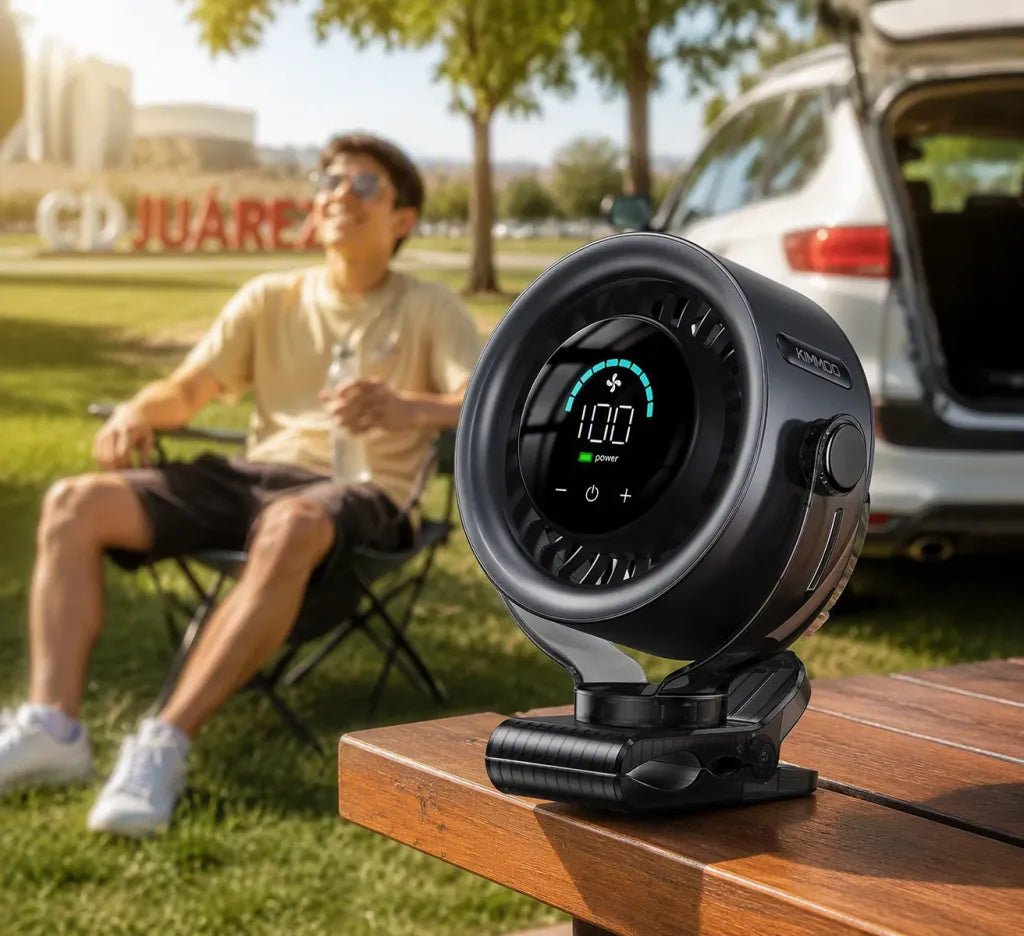 Ventilador de Clip Recargable 4000mAh — 100 Velocidades, Pantalla LED y Rotación 360°