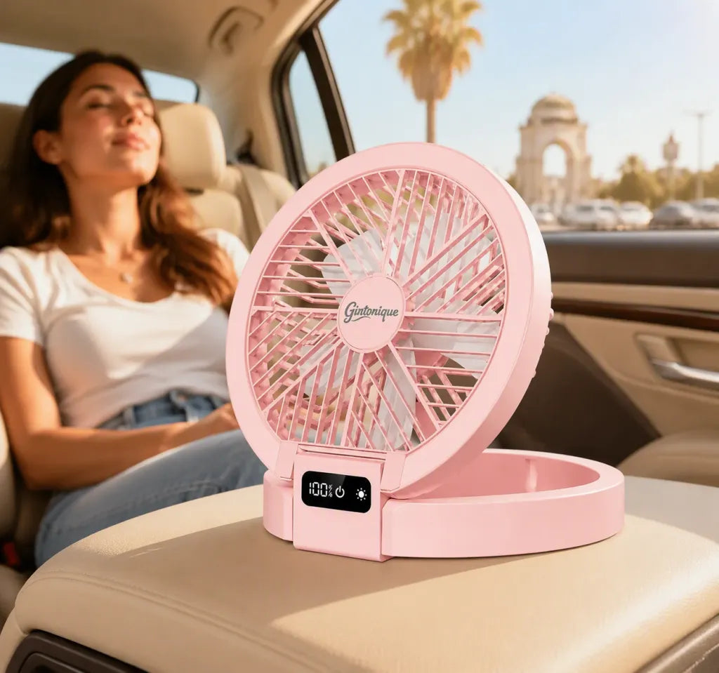 Ventilador de Escritorio Plegable con Luz LED — 5 Velocidades, Recargable y Difusor de Aromas