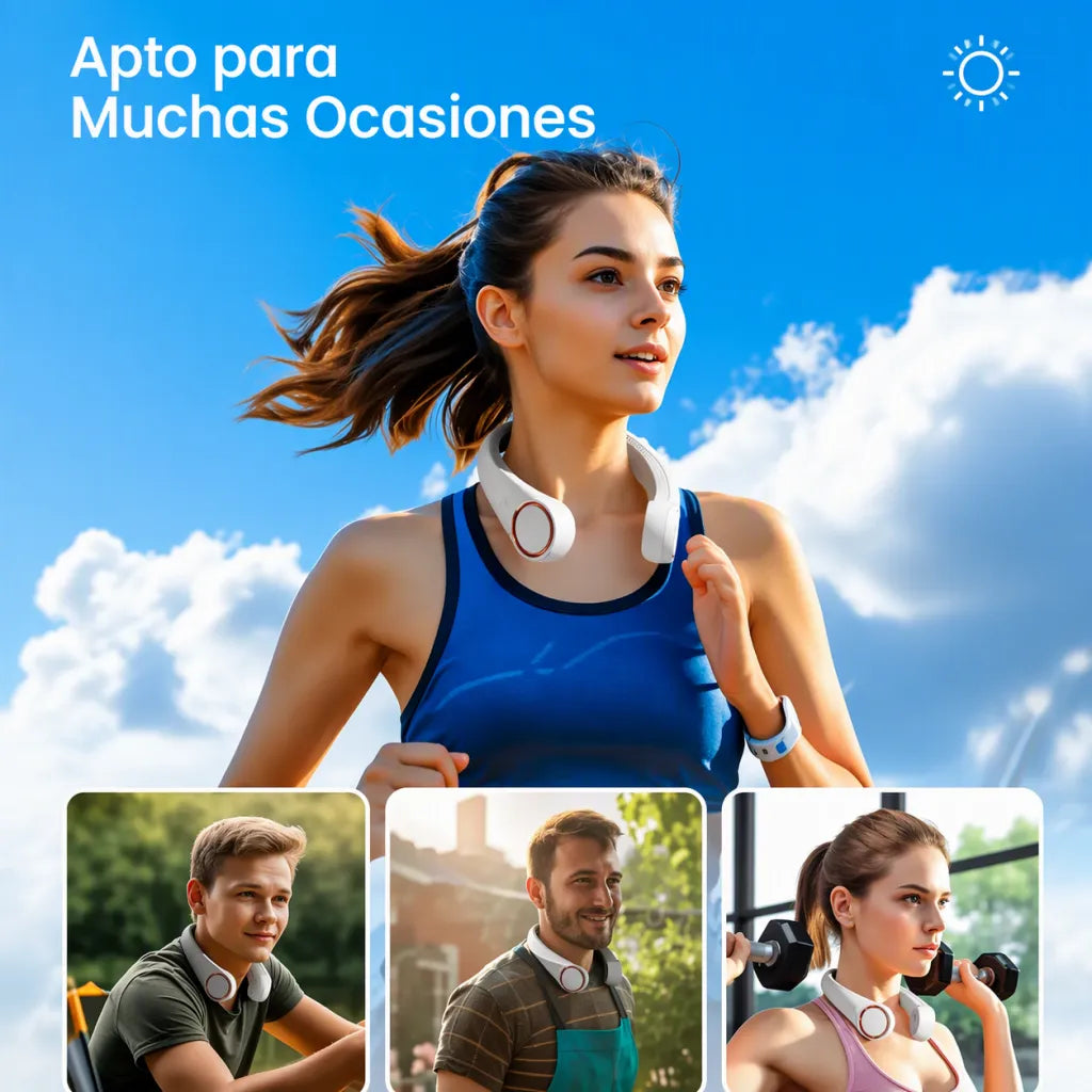 Ventilador de Cuello Portátil Recargable — 3 Velocidades, Batería 4000mAh