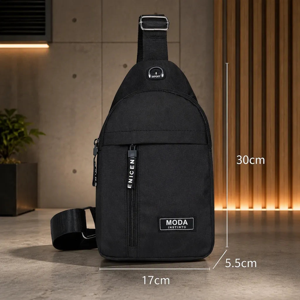 Bolsa Sling Cruzada Resistente al Agua — Unisex con Orificio para Audífonos