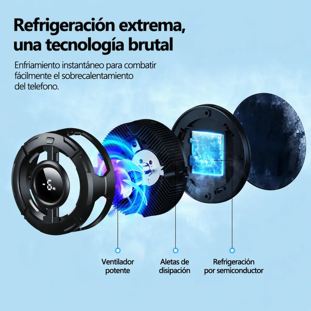 Enfriador Magnético para Celular — RGB, Control de Temperatura IA, Compatible con iPhone y Android